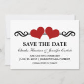 Elegante Herzen Save the Date einladen, Rot Einladung (Vorderseite)