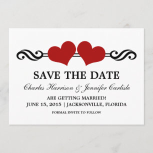 Elegante Herzen Save the Date einladen, Rot Einladung