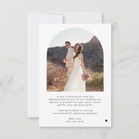 Elegante Herzkalligraphie 2 Foto Hochzeit Dankeskarte (Rückseite)