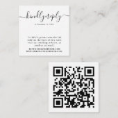Elegante Herzkalligraphie QR Code Wedding RSVP Begleitkarte (Vorne/Hinten)