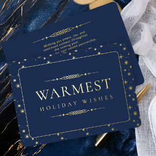 Elegante herzlichste Feiertagsgrüße Navy Geschäftl Folien Feiertagskarte