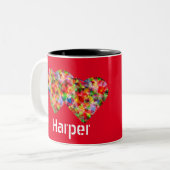 Elegante, herzrote Zwei-Tone-Tasse Zweifarbige Tasse (Vorderseite Links)