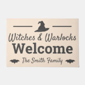 Elegante Hexen u. Zauberer begrüßen Halloween Fußmatte (Vorderseite)