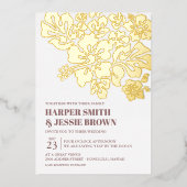 Elegante Hibiskus Beach Hochzeit Folieneinladung (Vorderseite)