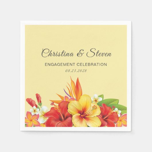 Elegante Hibiskus Tropical Floral Wedding Party Serviette (Vorderseite)