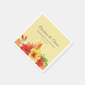 Elegante Hibiskus Tropical Floral Wedding Party Serviette (Ecke)