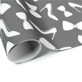 Elegante High Heels & Bow Krawatte Hochzeit Grau n Geschenkpapier (Rolleneckpunkt)