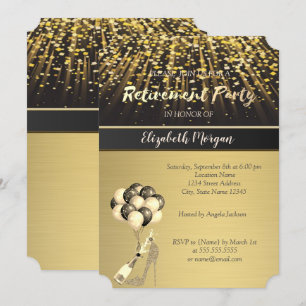 Elegante High Heels, Wein, Ballons, Rentnerparty Einladung