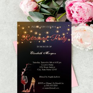 Elegante High Heels, Wein Glas Rentnerparty Einladung