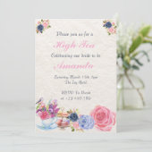 Elegante High Tea Bridal Dusche Einladung (Stehend Vorderseite)