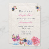 Elegante High Tea Bridal Dusche Einladung (Vorne/Hinten)
