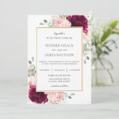 Elegante Himbeere Blush Rosa Blumenzehen Einladung (Stehend Vorderseite)