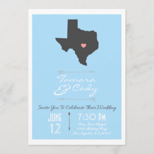 Elegante himmelblaue texanische Hochzeitseinladung Einladung