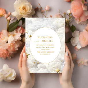 Elegante himmlische Mond- und Sternenhochzeit  Einladung