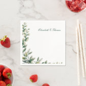 Elegante Hintergrund-Eukalyptusblätter-Hochzeit Serviette (Beispiel)