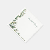 Elegante Hintergrund-Eukalyptusblätter-Hochzeit Serviette (Ecke)