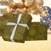 Elegante Hinteruganmandala Muster grüne Golddiwali Geschenkpapier