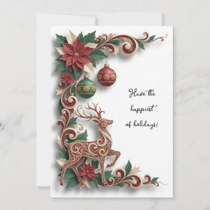 Elegante Hirsch-Filigran-Weihnachts-Feiertags-Flat Feiertagskarte
