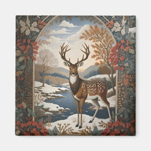 Elegante Hirsch-Winterszene im Vintage-Stil Magnet