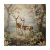 Elegante Hirsche Alte Wälder Fliese (Vorderseite)