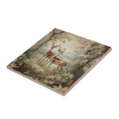 Elegante Hirsche Alte Wälder Fliese (Seite)