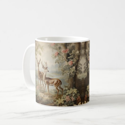Elegante Hirsche Alte Wälder Kaffeetasse (Vorderseite Links)
