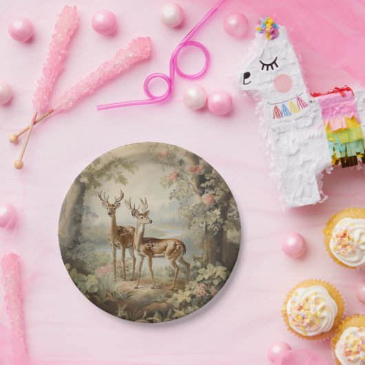 Elegante Hirsche Alte Wälder Pappteller (Party)