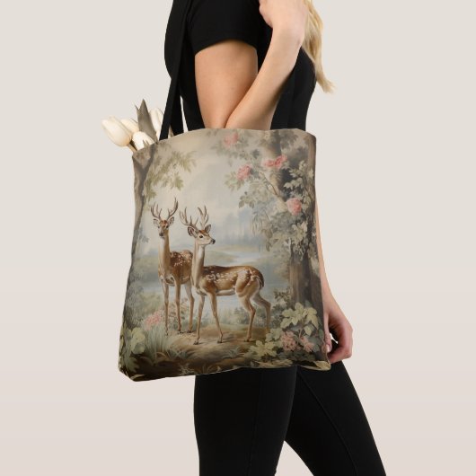 Elegante Hirsche Alte Wälder Tasche (Von Nahem)