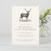 Elegante Hirschjagd Erwachsener Geburtstagsparty Einladung (Stehend Vorderseite)
