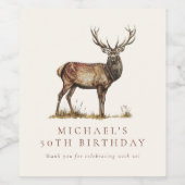 Elegante Hirschjagd Erwachsener Geburtstagsparty Weinetikett (Einzelnes Label)