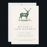 Elegante Hirschjagd Grüner Erwachsene Geburtstagsp Einladung<br><div class="desc">Elegant Hirschjagd Rustikal dunkelgrüne anspruchsvolle Country Adult Birthday Party Einladung Vorlage</div>