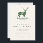 Elegante Hirschjagd Grüner Erwachsene Geburtstagsp Einladung<br><div class="desc">Elegant Hirschjagd Rustikal dunkelgrüne anspruchsvolle Country Adult Birthday Party Einladung Vorlage</div>