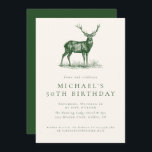 Elegante Hirschjagd Grüner Erwachsene Geburtstagsp Einladung<br><div class="desc">Elegant Hirschjagd Rustikal dunkelgrüne anspruchsvolle Country Adult Birthday Party Einladung Vorlage</div>