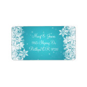 Elegante Hochzeit Adresse Winter Snowflakes Blau Adressaufkleber (Vorne)