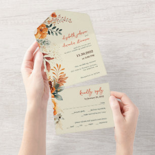 Elegante Hochzeit All In One Einladung