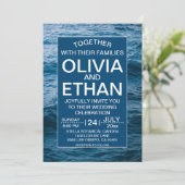 Elegante Hochzeit am Blue Ocean Beach Coastal Einladung (Stehend Vorderseite)