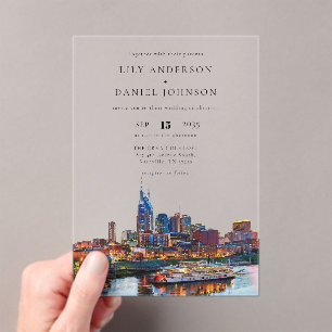 Elegante Hochzeit am Nashville Riverfront im Wasse Acryleinladungen