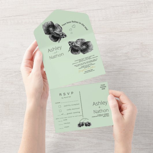 Elegante Hochzeit am Schwarzen Meer All In One Einladung (Abreißen)