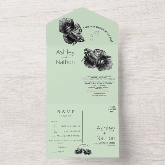 Elegante Hochzeit am Schwarzen Meer All In One Einladung (Innen Boden)