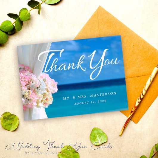 Elegante Hochzeit am See Dankeskarte
