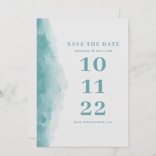 Elegante Hochzeit am Wasser Save The Date (Vorne/Hinten)