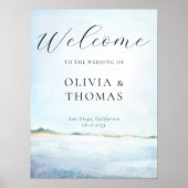 Elegante Hochzeit an der Küste von Watercolor Poster (Vorne)