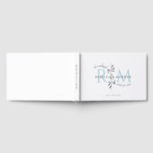 Elegante Hochzeit Aqua Botanisches Monogramm Gästebuch (Voll)