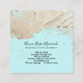 *~* Elegante Hochzeit Aqua Gold Glitzer Quadratische Visitenkarte (Rückseite)