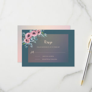 Elegante Hochzeit Aquamarin Pink,  Farbe RSVP Karte