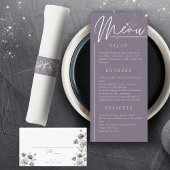 Elegante Hochzeit Aquarell Blume lila Abendessen Menükarte