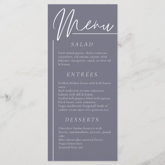 Elegante Hochzeit AquarellBlütendüsterGrau Abendes Menükarte (Vorderseite)