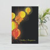 Elegante Hochzeit asiatischer Hanging Lanterns Einladung (Stehend Vorderseite)