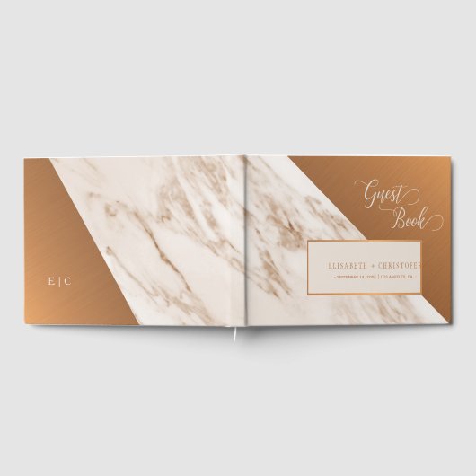 Elegante Hochzeit aus Marmor Gästebuch (Voll)