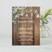 Elegante Hochzeit aus rustikalem Holz Einladung (Stehend Vorderseite)